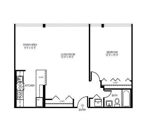 a floor plan of a 1 bedroom floor plan